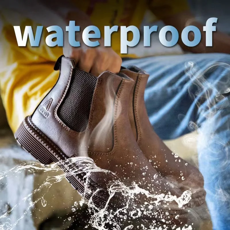 light weight waterproof steel toe hit and stab proof anti smashing antiskid construction safety shoes for men working shoes
