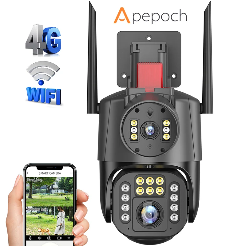 2 Lens 6MP 4G security camera audio 4g ultra camera IP 66 outdoor camera