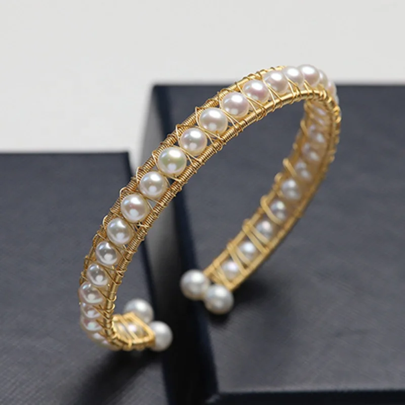 Handmade 7-8mm AAA near round fresh water genuine pearl stretch bracelet