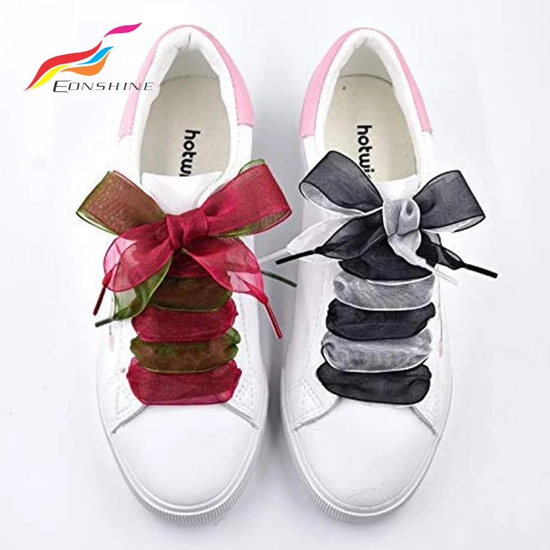 Transparent Silk Shoe Lace 4cm Chiffon Shoestring Organza Sheer Ribbon Shoelaces for Girls