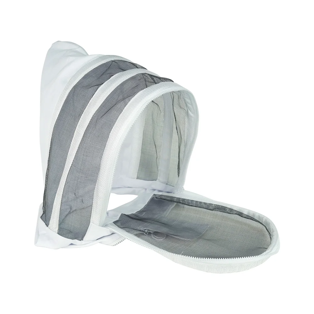 Ventilated Beekeeping Suit with Round Veil and zipper L Size Cotton Bee Suit