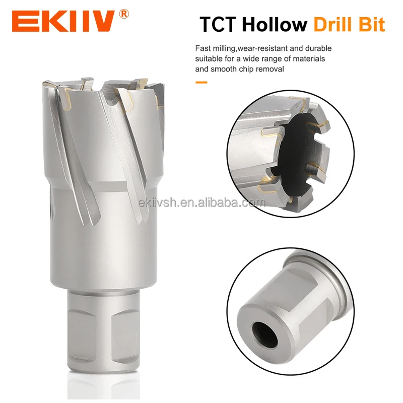 EKIIV wholesale TCT annular cutter HSS carbide tipped weldon universal shank magnetic core drill bit for metal drilling