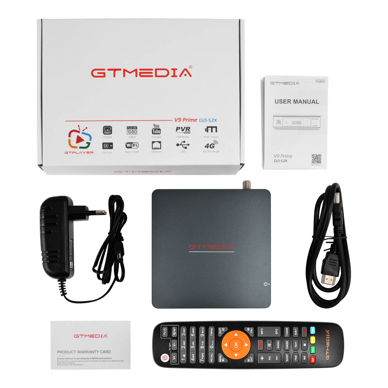 Спутниковый ресивер GTMedia V9 Prime со встроенным WIFI поддержкой DVB S2X CA Multistream AVS + CCCam Newcamd Auto Biss