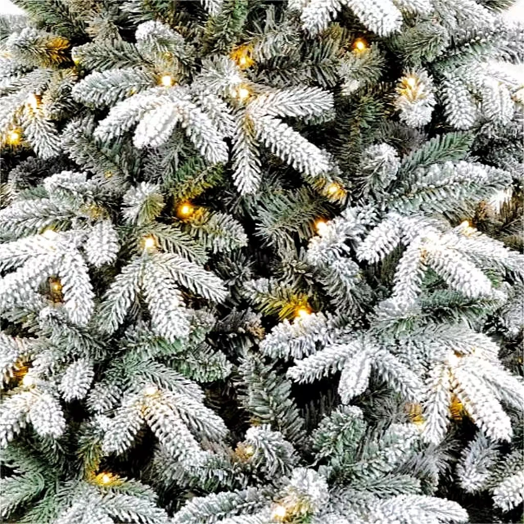 New Design Holiday Indoor Home 7ft PE PVC Flocked White Artificial Christmas Tree With Lights