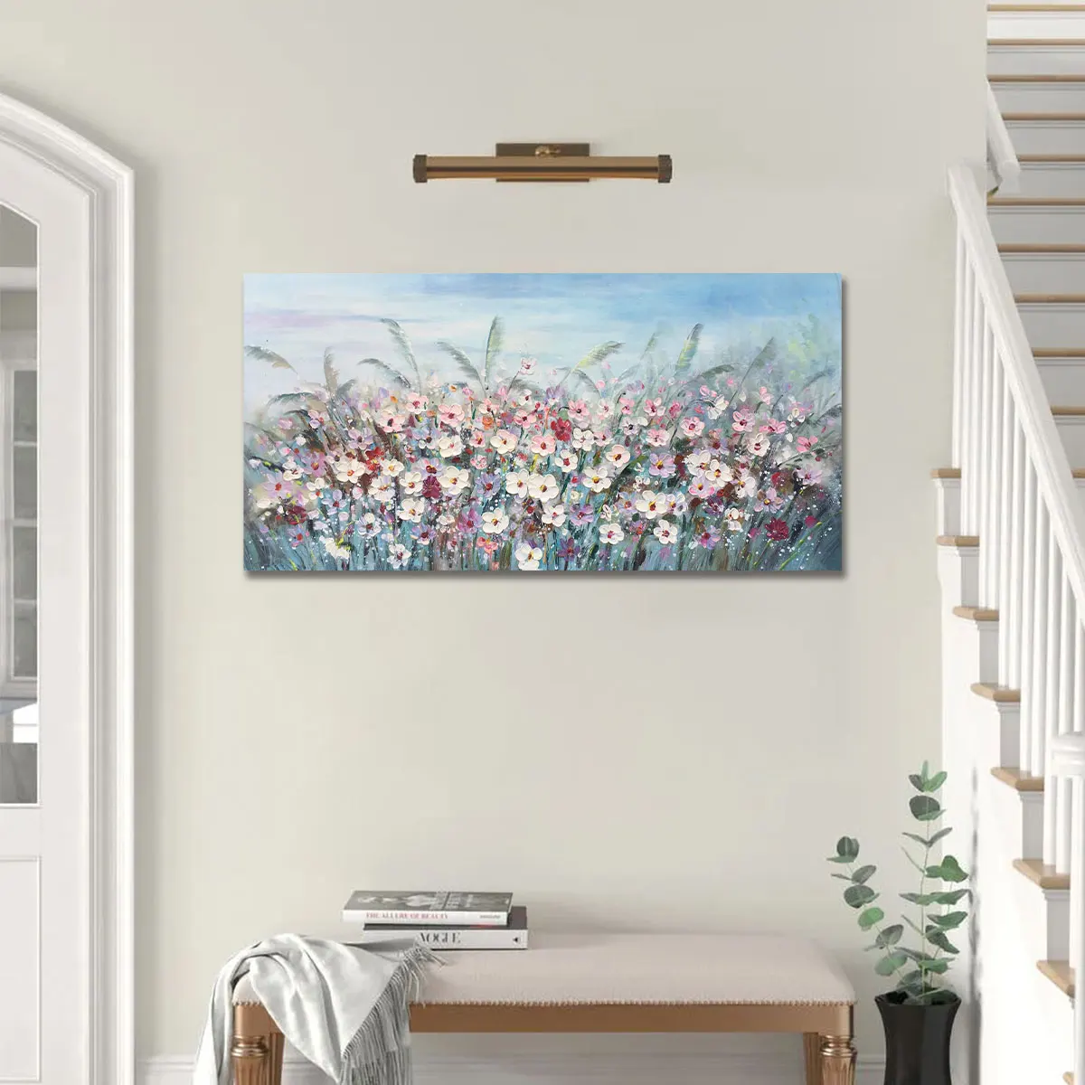 Original Art Flowers Wall Arts Textured Daisy Painting Paintings for Living Room Office Home Decor