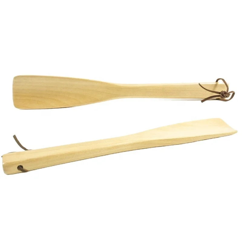 Custom made wooden handle solid wood pocket stainless steel shoe horn custom logo