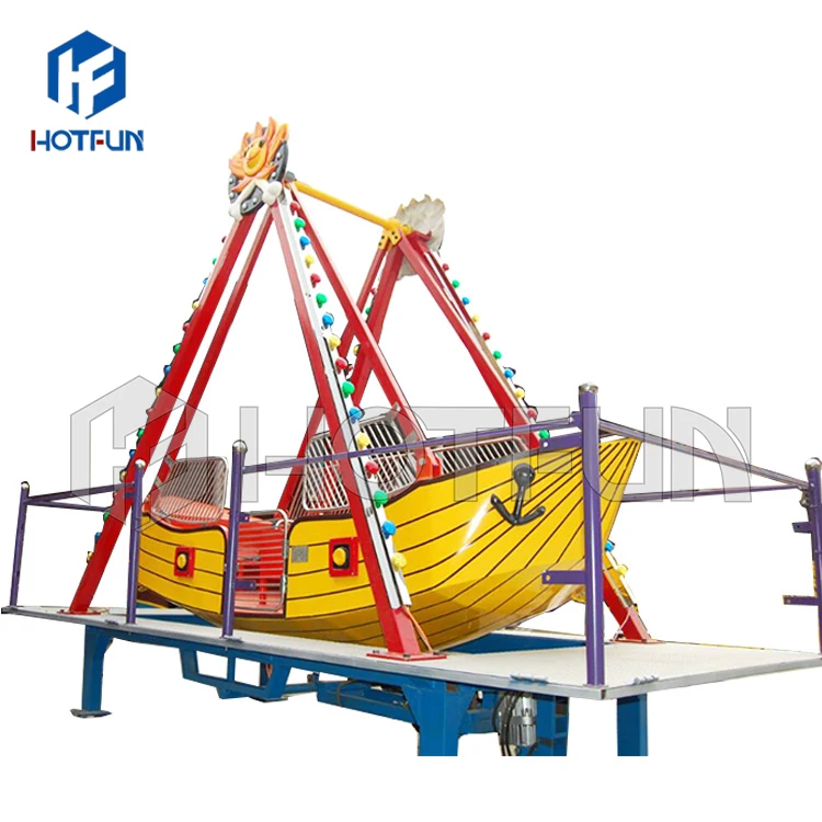 Hotfun attractions for children portable  amusement rides trailer mounted theme park rides mini trailer pirate ship for sale