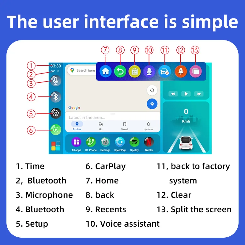 Navihua 680A Carplay AI Box Android 13 Wireless Android Auto Car Multimedia Player Quacomm Chip Wireless Carplay Video Player