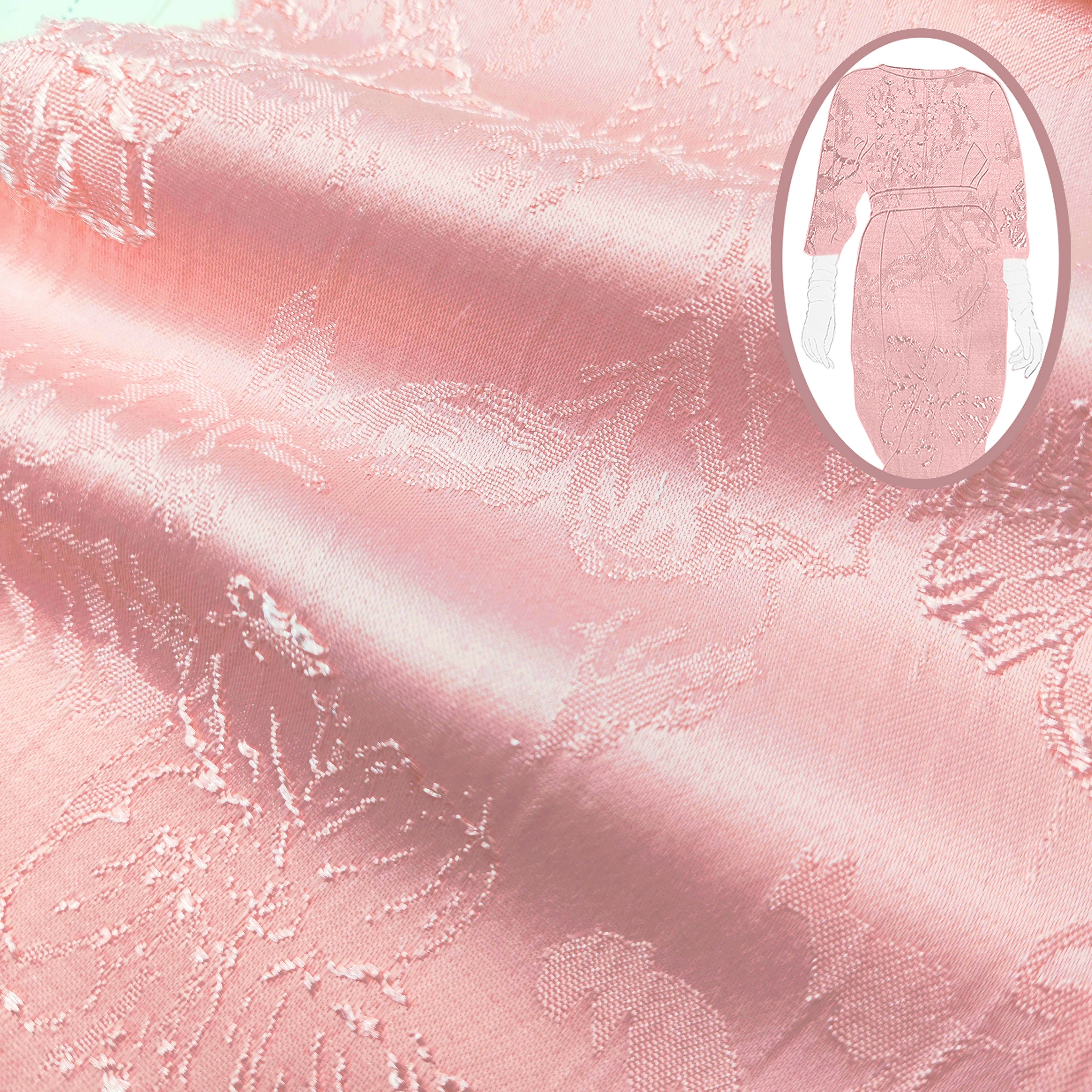 Breathable Chinese Rose 98%Terylene 2%Spandex Jacquard Rayon Fabric for Women Fashion Clothing