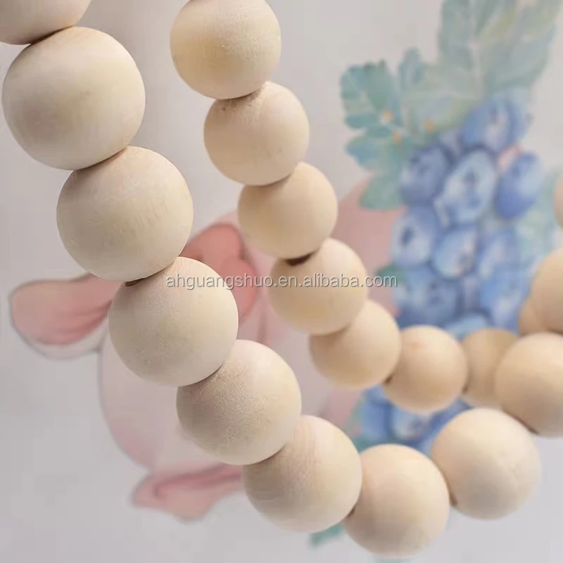 
wood bead garland rustic decor bedroom wall decorations farmhouse ornament woven wall hanging /light natural wood bead tassels 