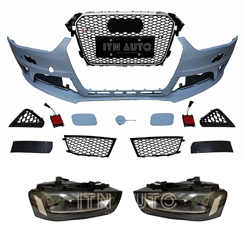 upgrade to RS4 style facelift front bumper body kit set with headlight for Audi A4 2013-2015 bodykit