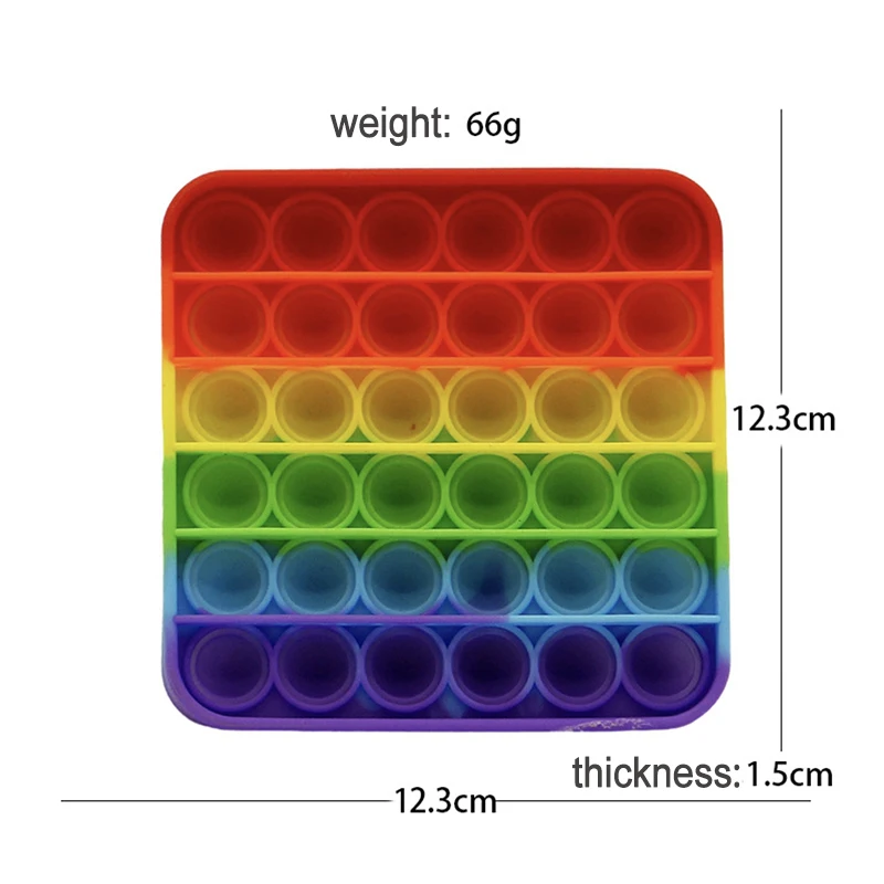 
Hot sale silicone popping it toy Push Pop Bubble rainbow cartoon popits Stress Relief Fidget Sensory Toy 