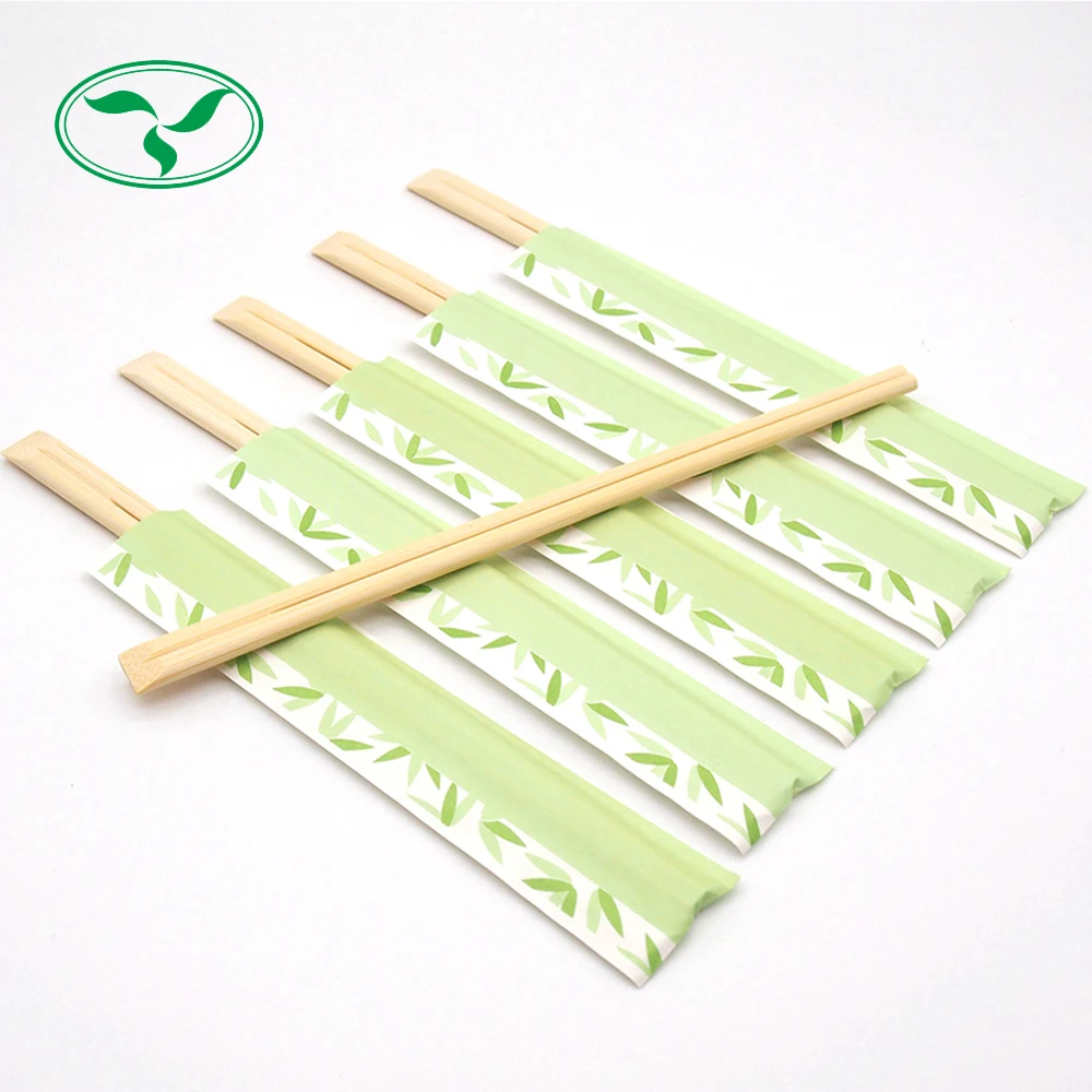 Eco-friendly Biodegradable Custom Paper Sleeve Disposable Tableware Bamboo Chopsticks