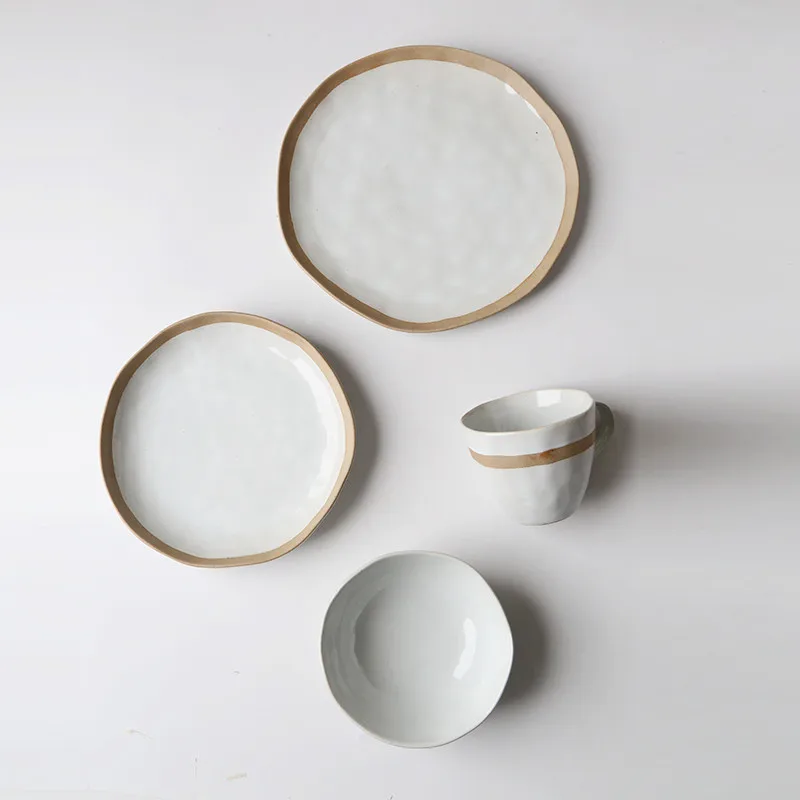 Wholesale luxury porcelaine diner set hotel ceramic tableware plate set ceramic tableware