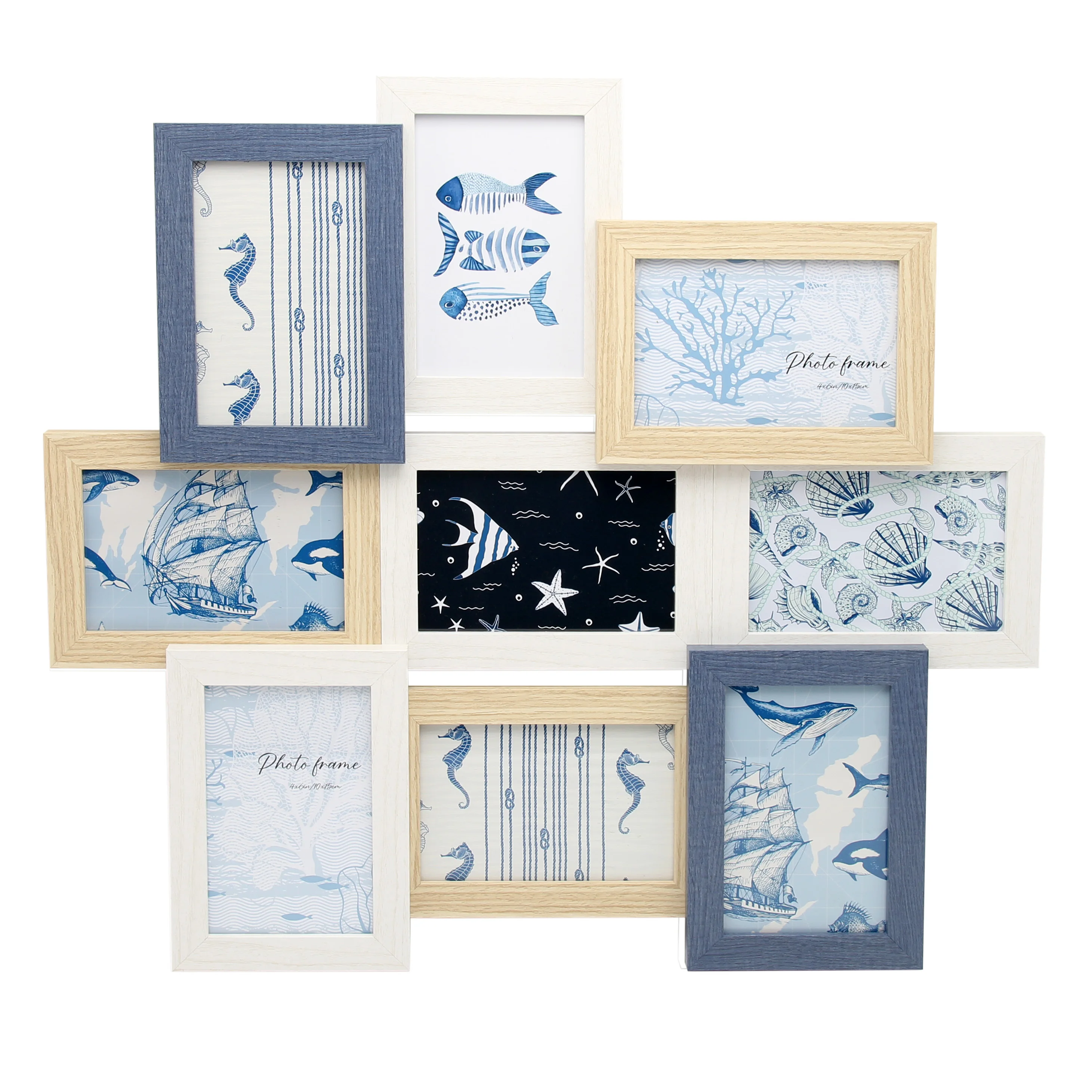 Classic Modern Black Mdf Wooden Collage Family 9 Opening 4 X 6 Inch 10 X 15cm Photo Frame Picture Frame For Home And Office