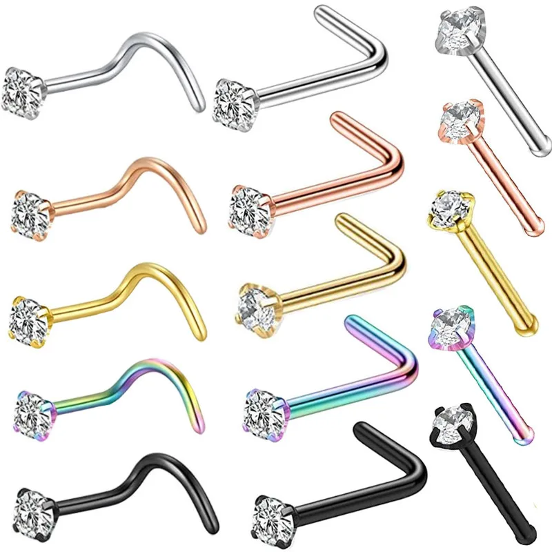 Fashion titanium steel zircon nose piercing jewelry