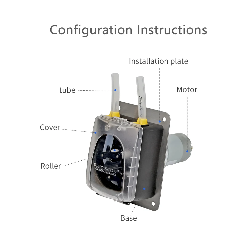 JIHPUMP Small 24V DC Peristaltic Pump with Tygon Tubing for Chemicals Liquid Filling Machine