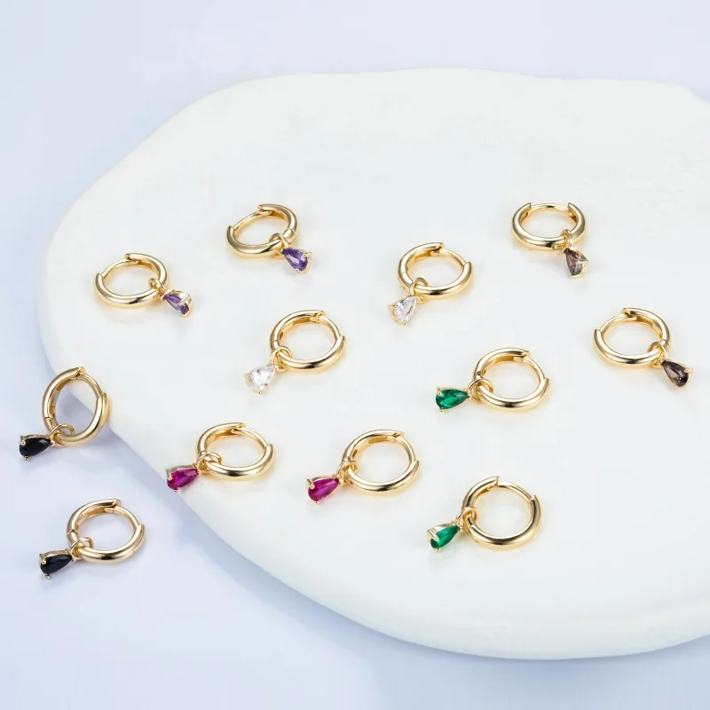 Charm 18k Позолоченные 925 стерлингового серебра ювелирные изделия huggie женские Циркон Простой маленький серьги в виде колец