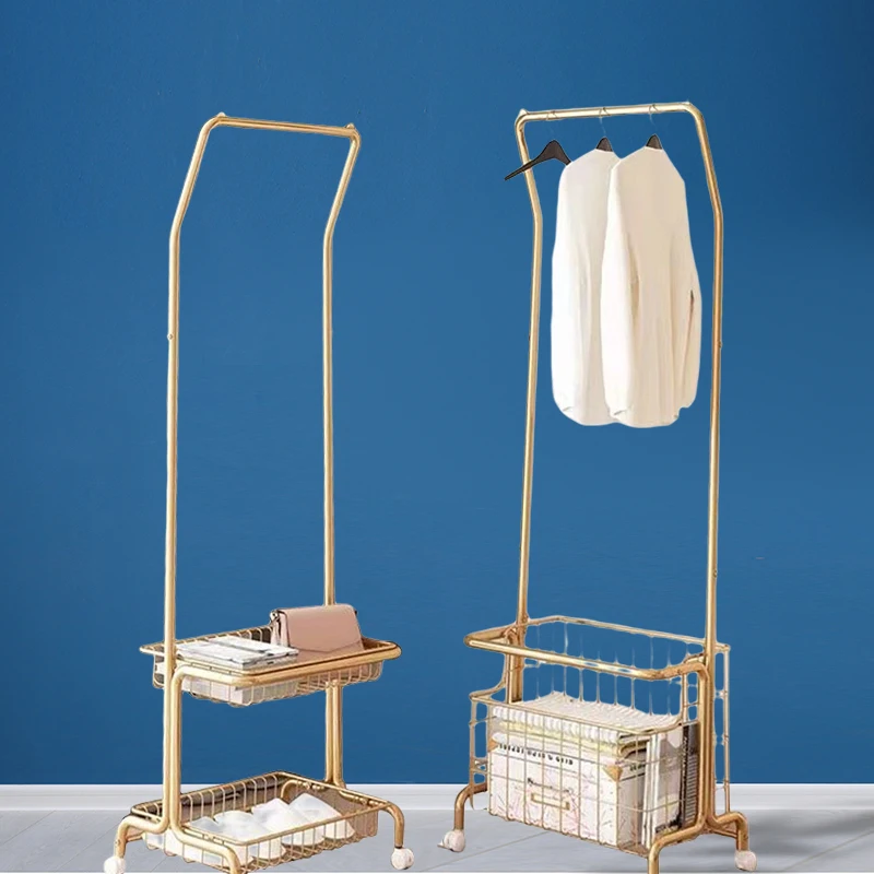 Clothes Rack Portable Extra Large Garment Rack 2-Tire Storage Box Shelves For Entryway and Bed Room Patented Design