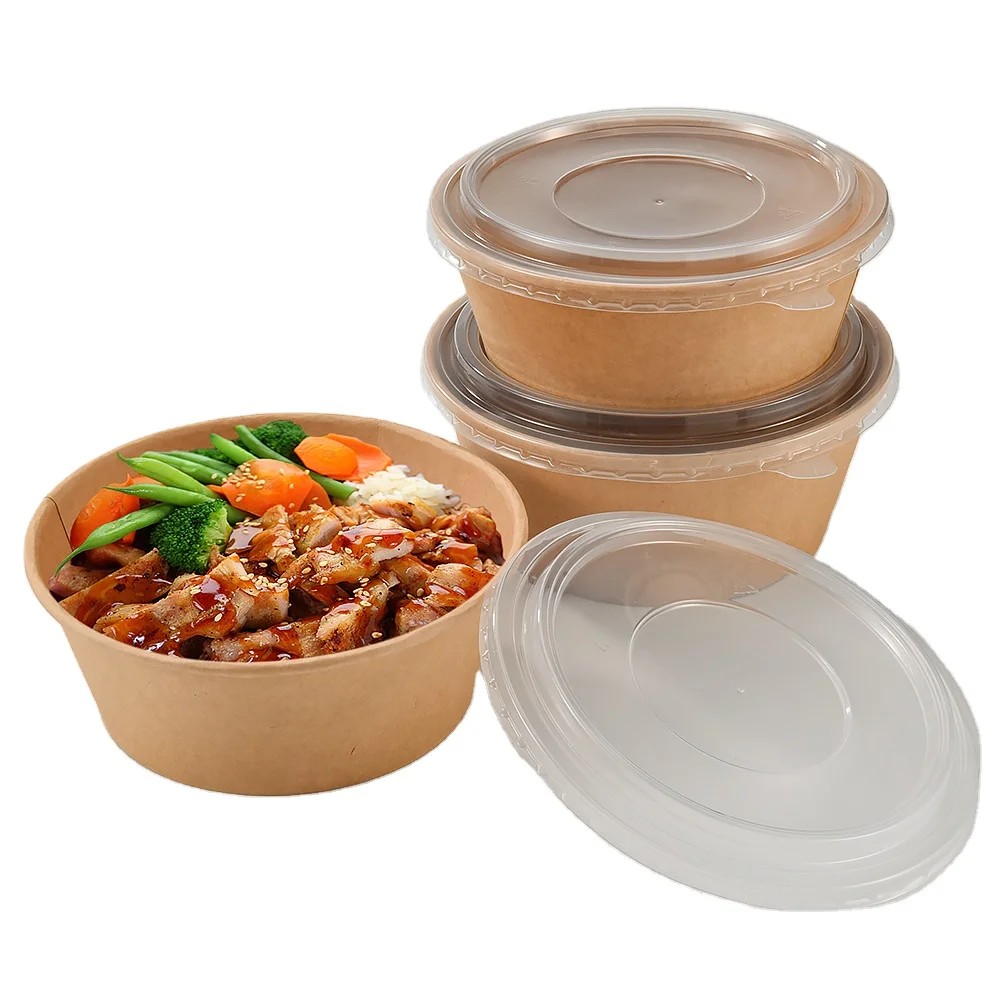 Wholesale Disposable custom printed Paper cone noodle rice soup Salad  Bowl With Lid