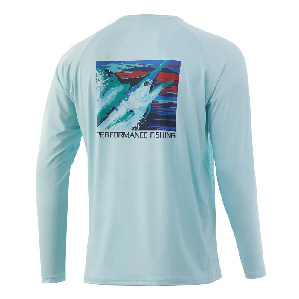 Custom LOGO Breathable Long Sleeve Dry-Fit fishing wear Quick Dry UV Protection spf UPF 50 Durable Polyester men fishing shirt