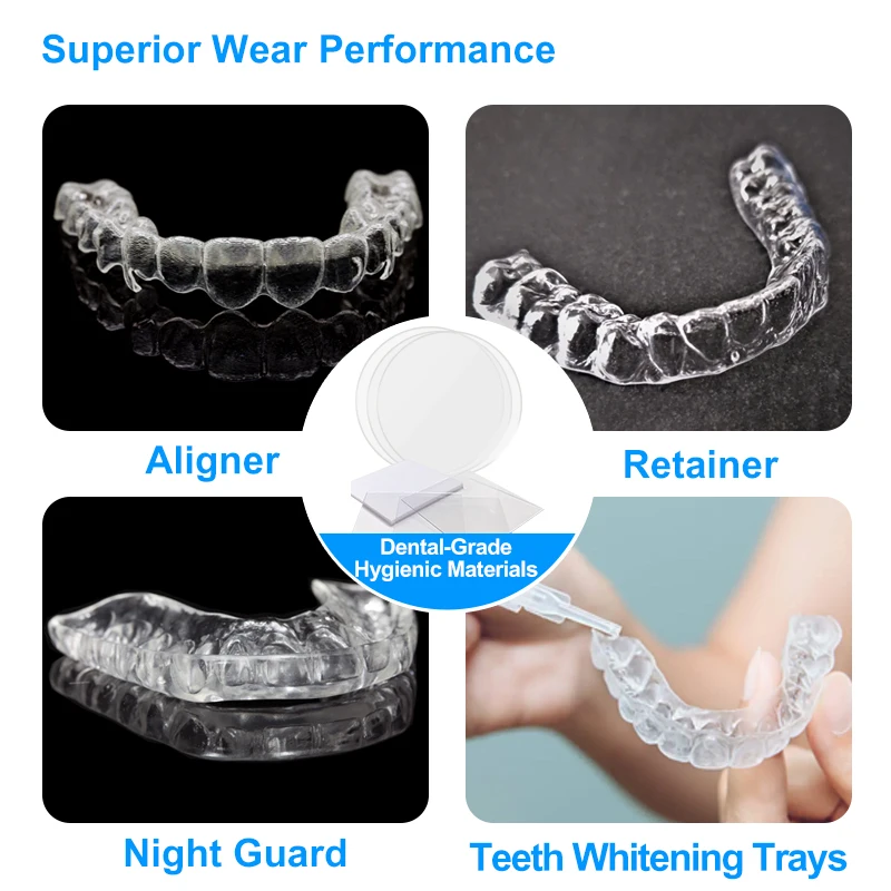 Smilefind Multilayered Thermoplastic Material Eva Tpu PETG Dental Vacuum Forming Sheet White 1mm Hard Sheet Clear Aligner Sheets