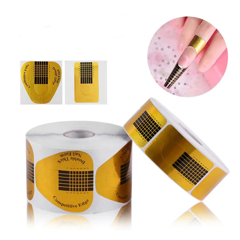 OEM/ODM Custom LOGO Holographic Paper Nail Art Extension Double Use Strong Soft Gel Dual Acrylic Nail Form