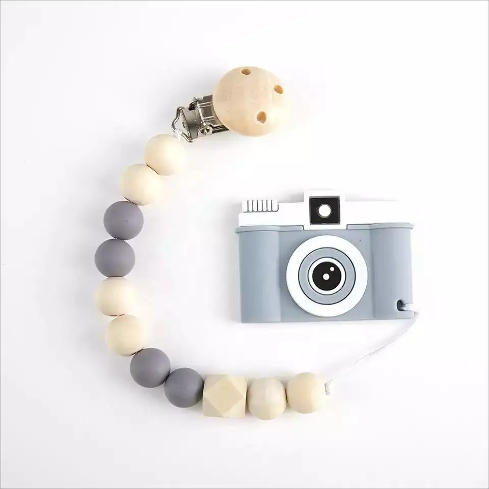 Factory Wholesale Non-toxic  Silicone Baby Funny Teething Toy Camera Shape Silicone Baby Teether