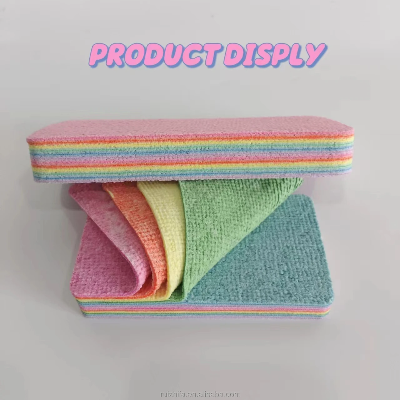 Wholesale Rainbow 12 sheet Cleaning Towel Multi-layer Sponges Reusable Microfiber PVA Rag Fast Drying For Kitchen