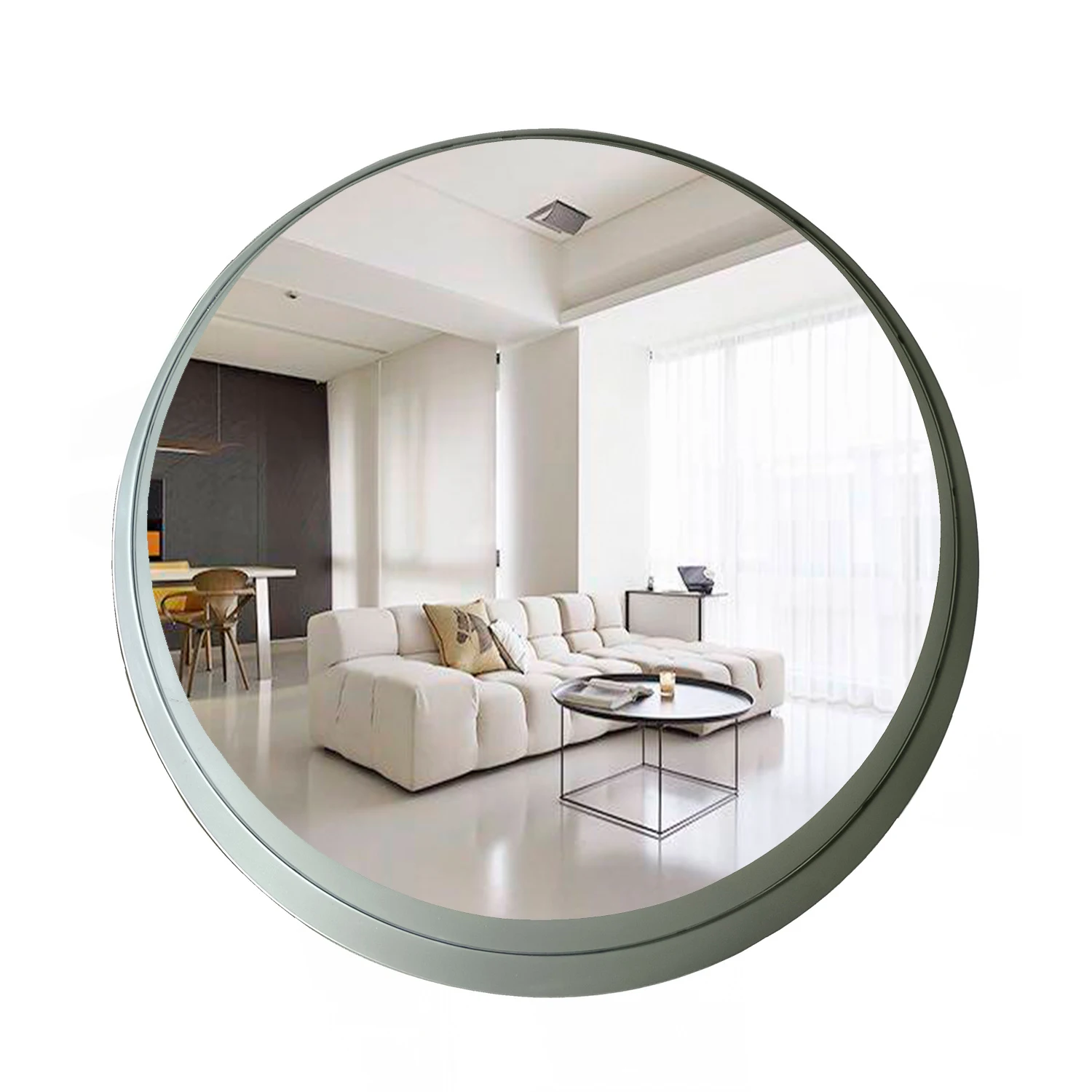 custom silver large circle metal framed big round inset hanging miroir wall mirror espejo for decor hollywood bedroom bathroom