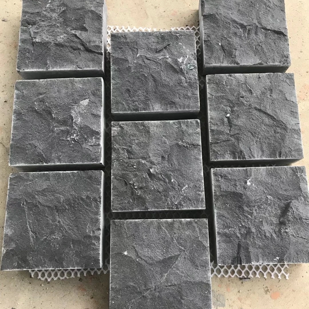 granite cube.outdoor driveway black basalt cobblestone, paving stone, paver