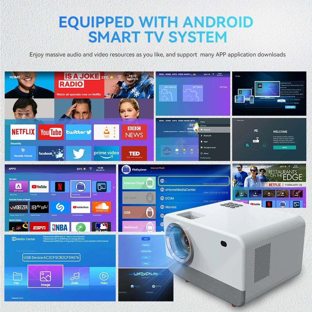 HD 1920 x 1080 Resolution 350 ANSI Lumens Portable Home Cinema 4K 1080P Projector