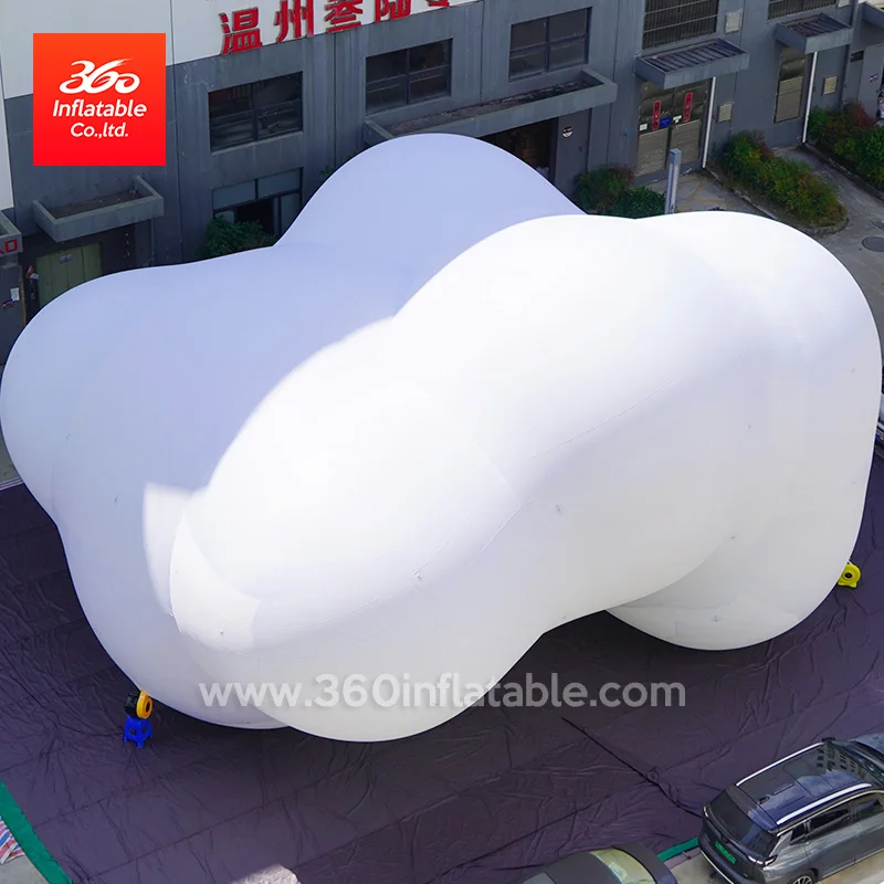 Outdoor custom design Giant mascot advertising inflatable mascot white cloud with Led light for event decorations