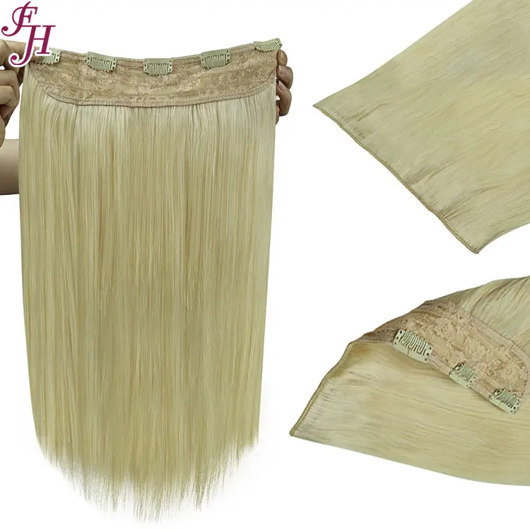 FH Cheap Price  One Piece Clips Human Hair Russian Clip in Hair Extensions With 5 Clips