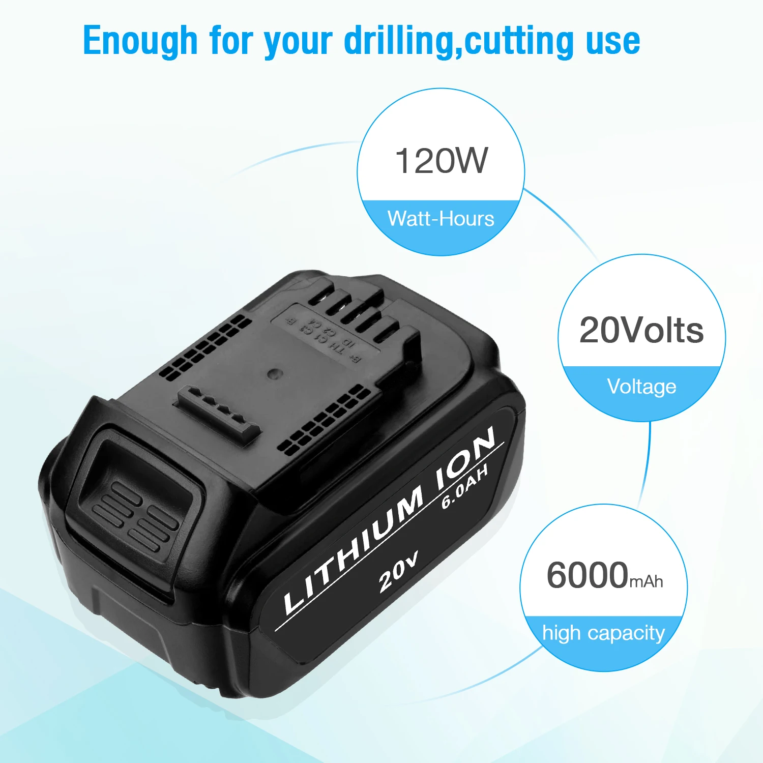 20V 6000mAh Сменный литий-ионный аккумулятор для Dewalt DCB206