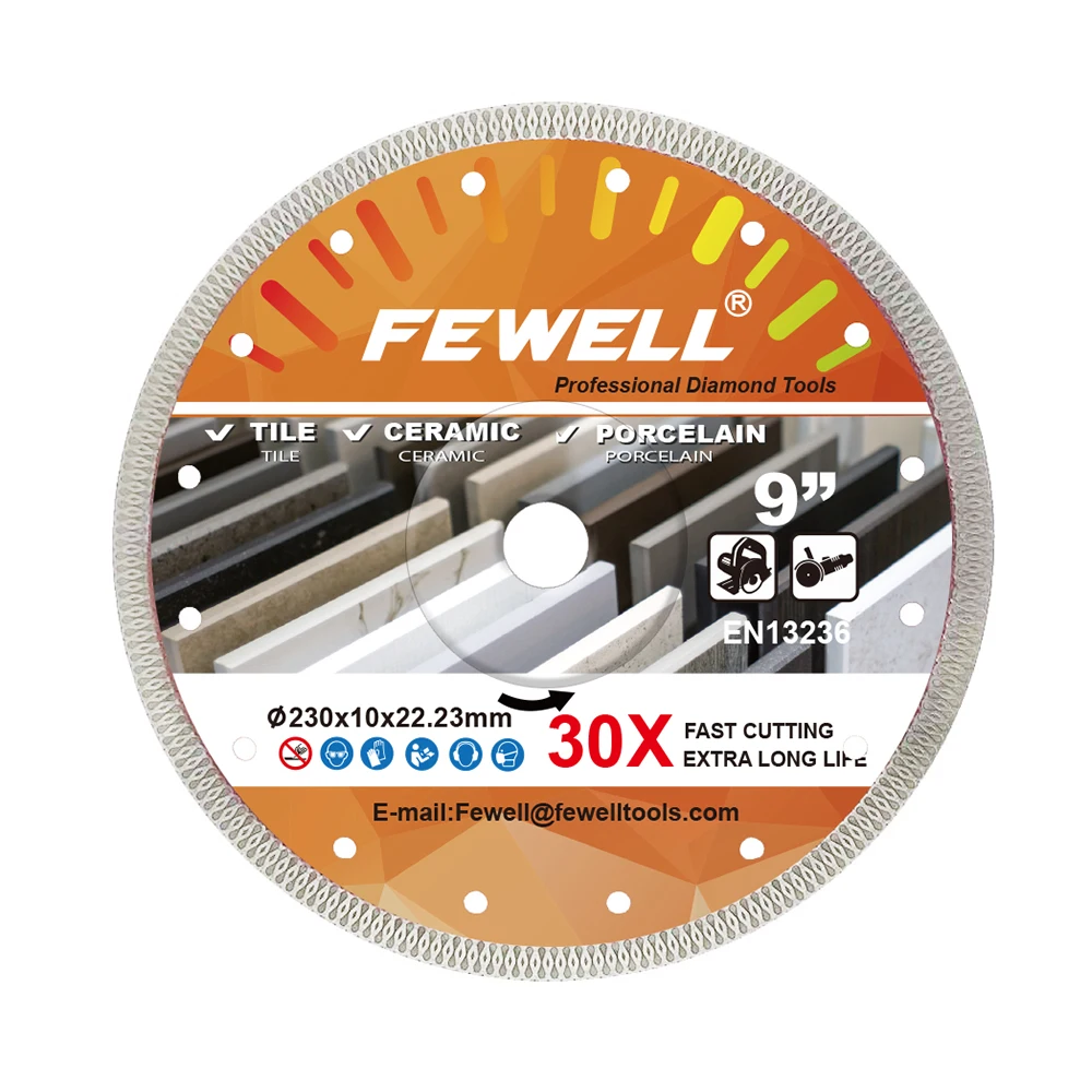 Hot Press 9inch sintered 230*2.0*10*22.23mm diamond fish X turbo diamond disc saw blade for cutting ceramic tile