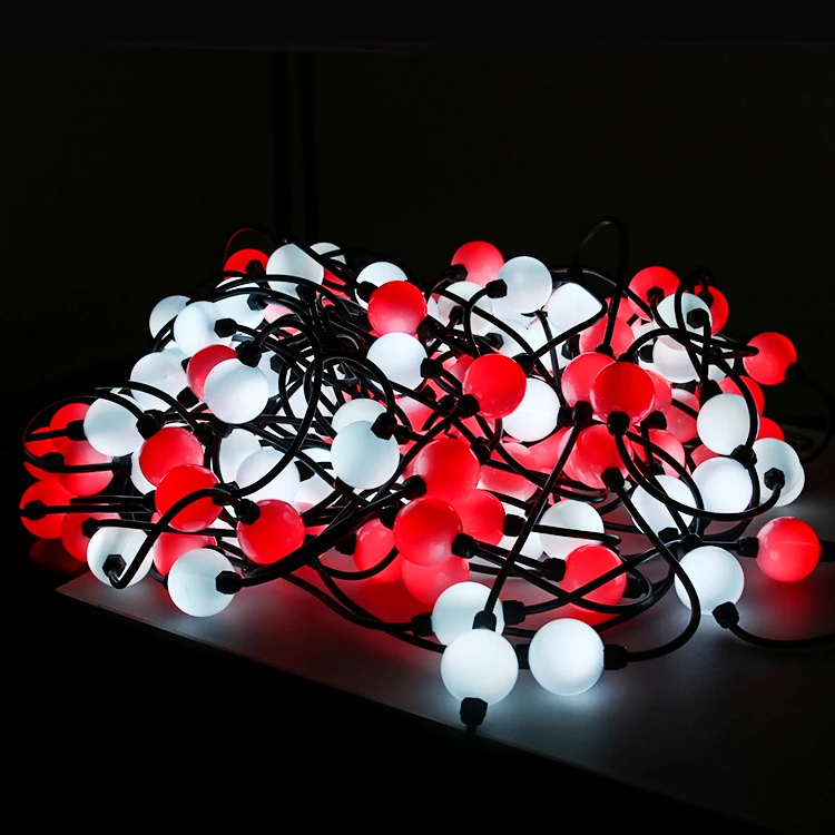 50mm 24v waterproof outdoor curtain 3d SPI led pixel sphere pixel ball string light