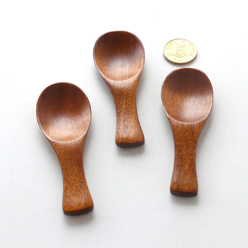 Eco Friendly OEM Wood Mini Short Handle Wooden Spoon Salt Sugar Spices Tea Measuring Wooden Scoop