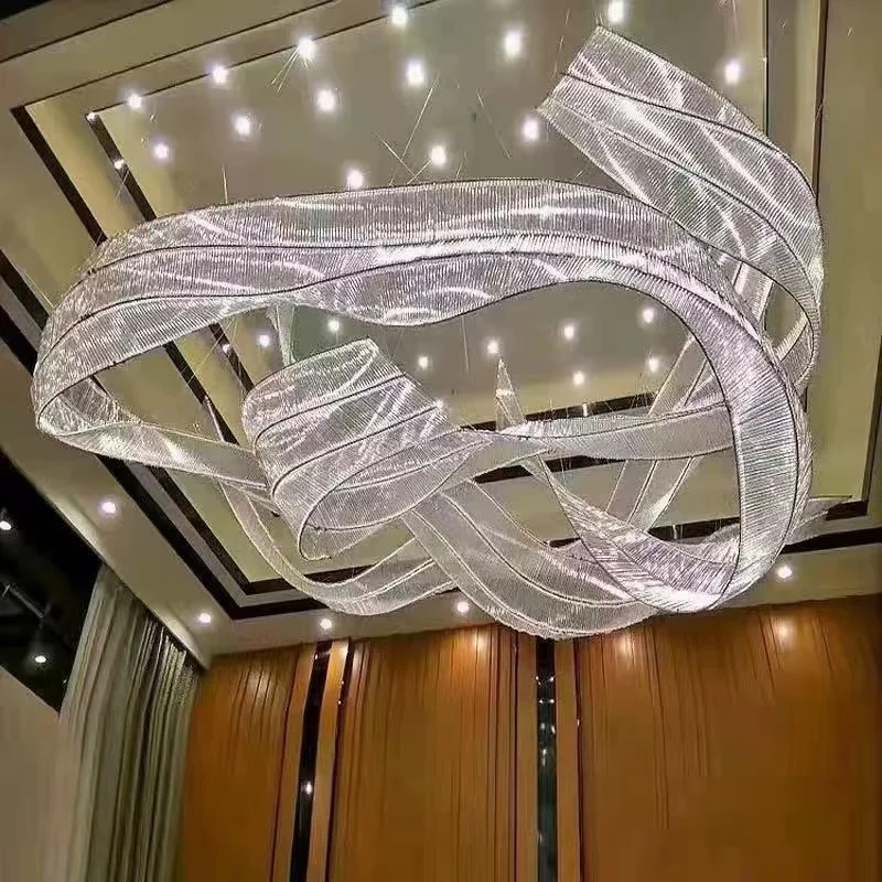 Custom Made Large Ceilling Hanging Light Modern Hotel Lobby Wedding Chandelier Pendant Lamp