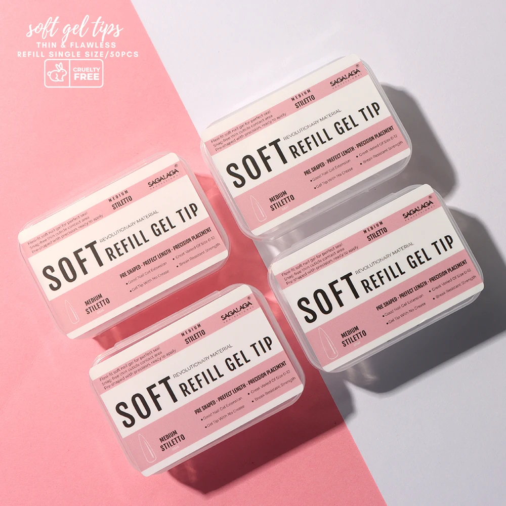 Full Cover Soft Almond False Nail Tips Refill Short Gel Art Fake Nails For Nail Salon Diy Home Manicure Design