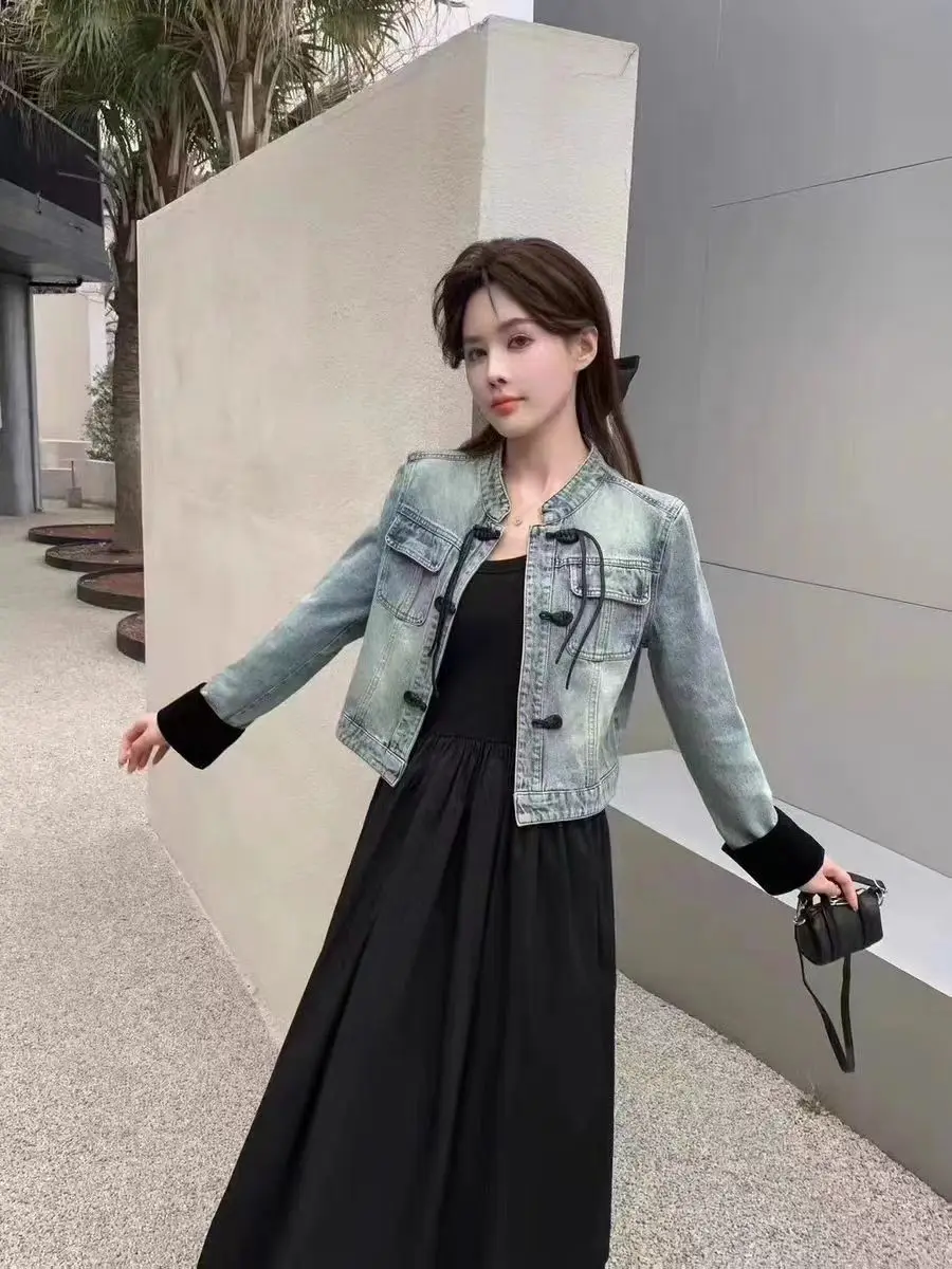 1059 High Quality  Chinese classical style Casual Female Oversized   denim Jacket For   Women