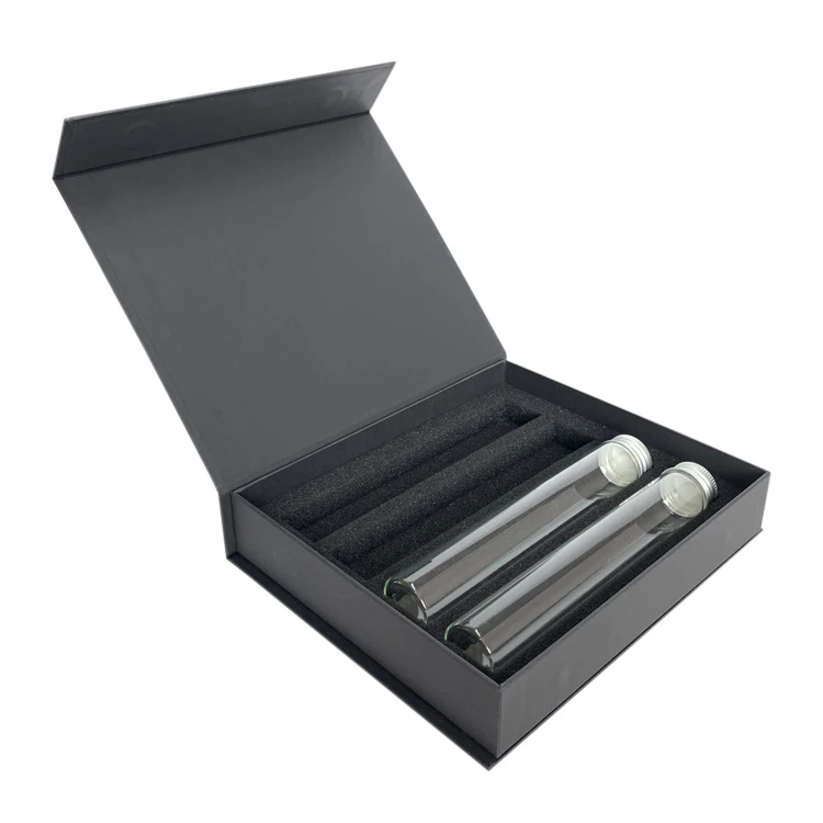 
Custom Glass Skincare Test Tubes/Liquid Food & Beverage Packaging Gift Boxes with Foil Logo Amazon Box 