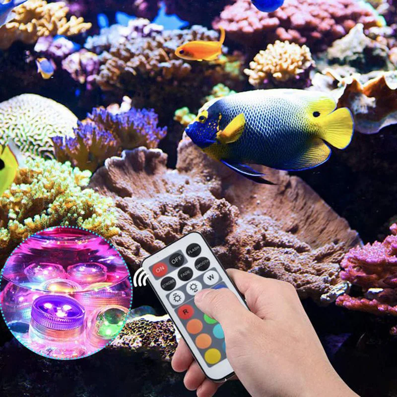 Underwater LED Small Knob Light Colorful Synchronous Waterproof Remote Control Lantern Candle Aquarium Diving Light