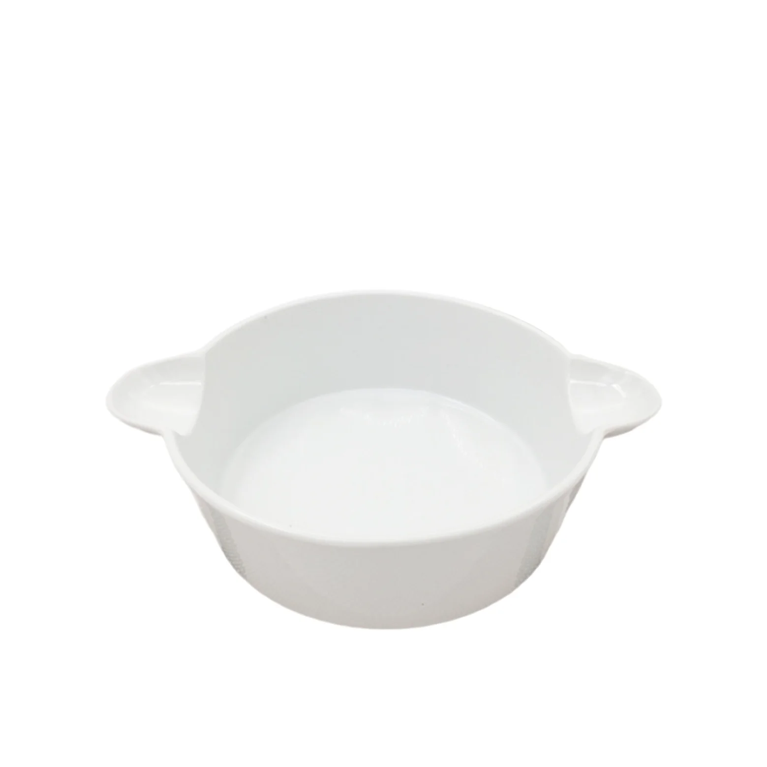 High quality wholesale cheap two handle round  porcelain soup bowl bakeware for daily use ceramic for hotele