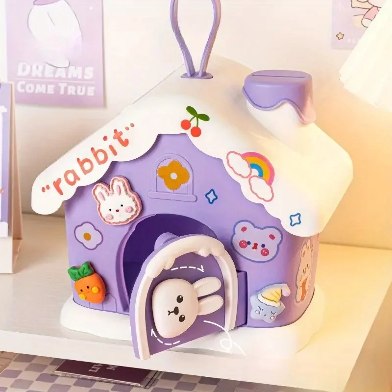 Diy Girls Money Box, Boys Cartoon Savings Box With Lock House Savings Coin Girls Can Save Desirable Children Money Bank Storage