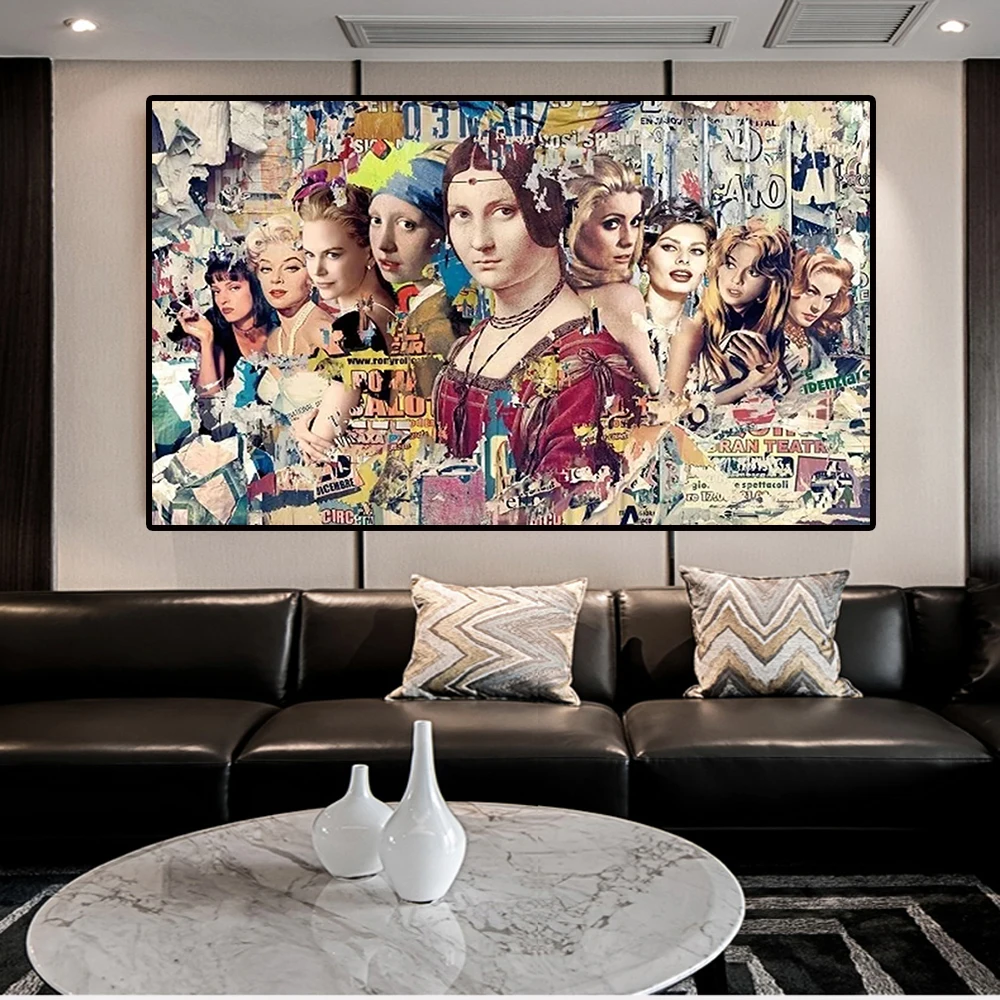 Famous Women Collection Mona Lisa and Marilyn Monroe Posters and Prints Canvas Paintings Wall Art Pictures for Living Room Decor