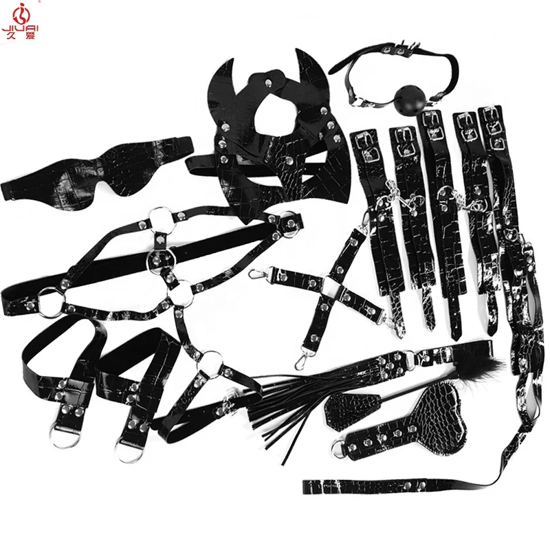 Jiuai Factory Direct Handcuffs Collar BDSM Bed Bondage Set for Adult SM Games