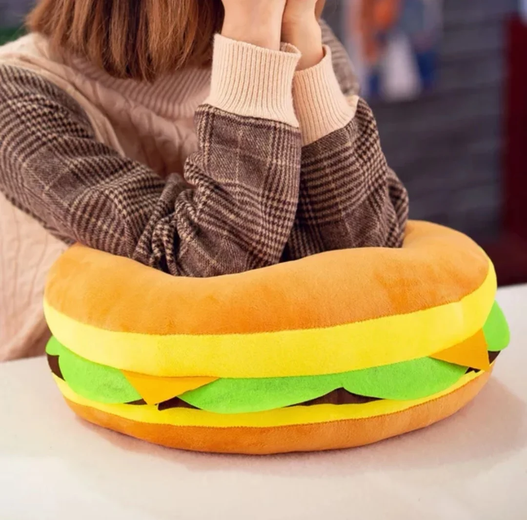 Lovely Plush Stuffed Hamburger Pillow Toy Vivid Food Hamburger Food Plush Toy