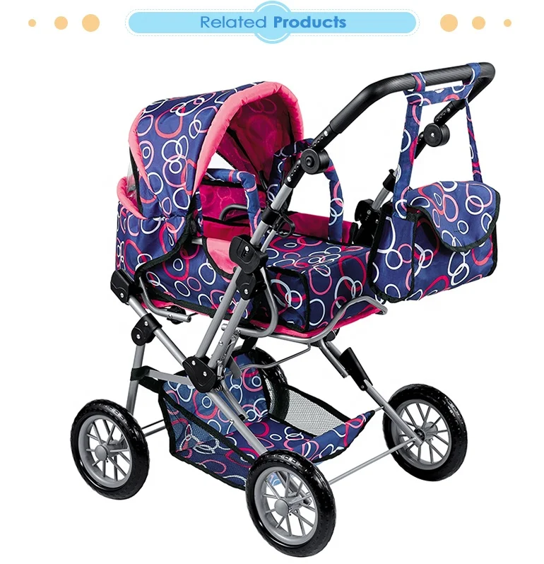 Fei Li Stroller Big and Deluxe Baby Doll Carriage Toys with Carry Cot and Shoulder bag Doll Stroller Factory In China