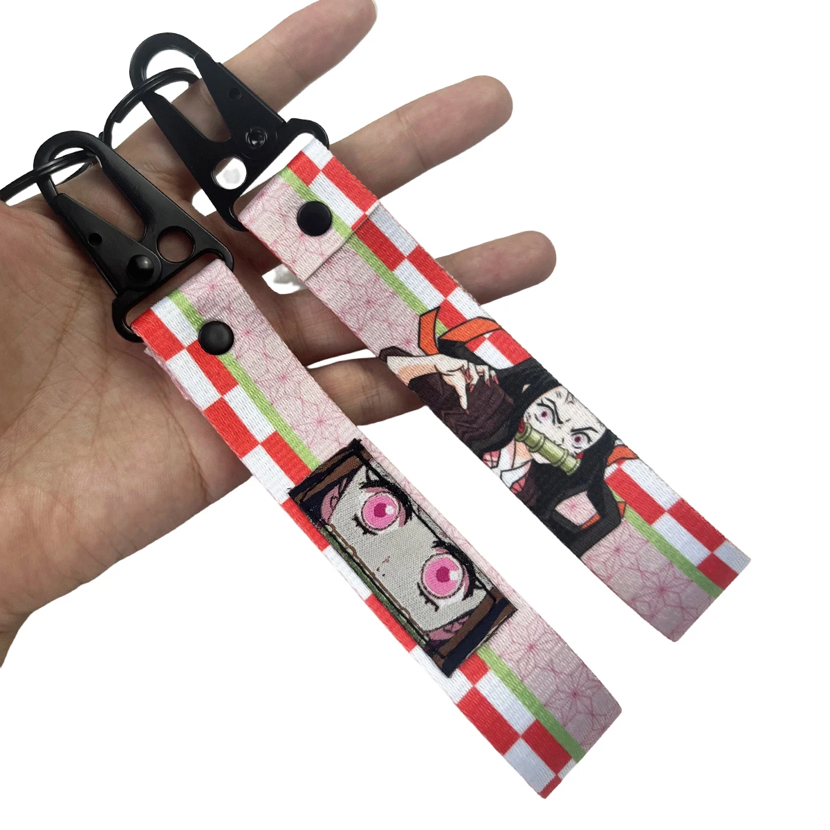 Factory Wholesale Anime Keychain With Short Lanyards Eagle Hook Keychain Carabiner Short Nylon Strap Demon Slayer Car Key chain